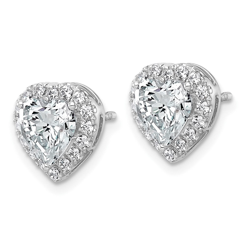 14kw 2 3/8ct Lab Grown Diamond VS+ F+ Complete Heart Halo Post Earrings