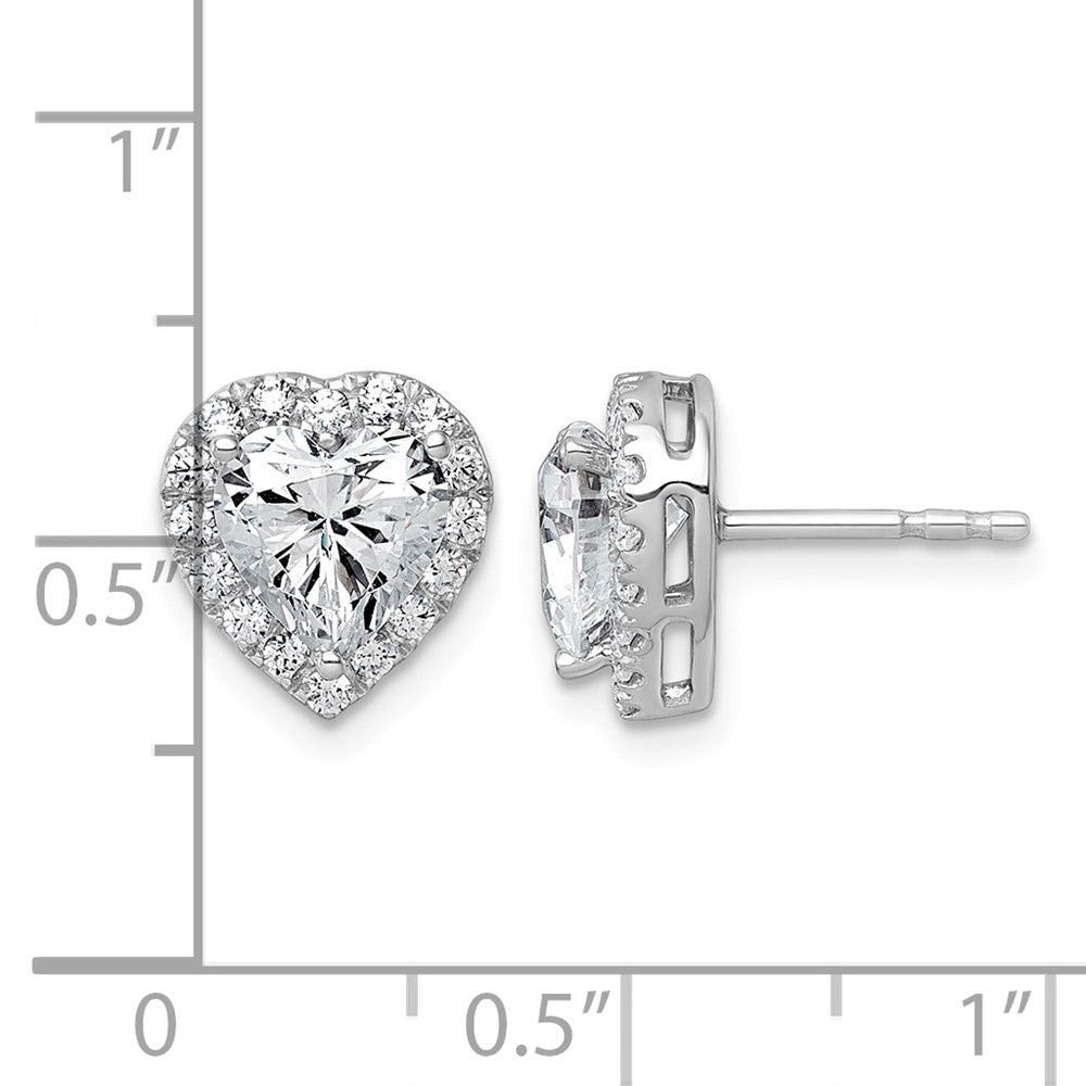 14kw 2 3/8ct Lab Grown Diamond VS+ F+ Complete Heart Halo Post Earrings