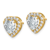 14k 3 1/2ct Lab Grown Diamond VS+ F+ Complete Heart Halo Post Earrings