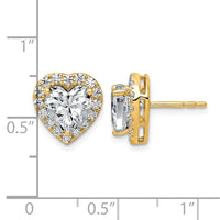 14k 3 1/2ct Lab Grown Diamond VS+ F+ Complete Heart Halo Post Earrings
