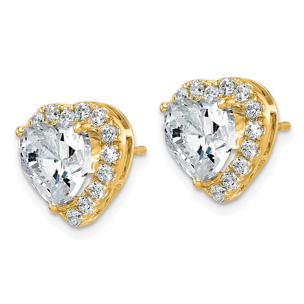 14k 4 7/8ct Lab Grown Diamond VS+ F+ Complete Heart Halo Post Earrings
