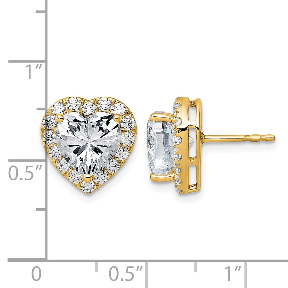 14k 4 7/8ct Lab Grown Diamond VS+ F+ Complete Heart Halo Post Earrings