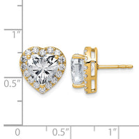 14k 4 7/8ct Lab Grown Diamond VS+ F+ Complete Heart Halo Post Earrings