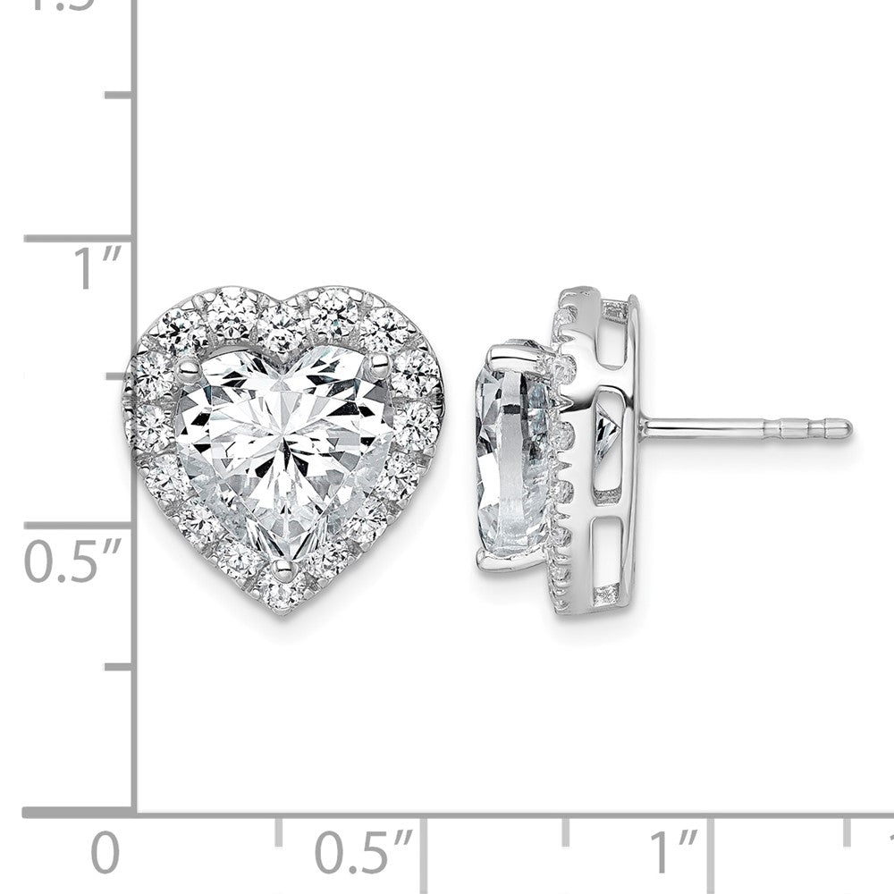 14kw 7 3/8ct Lab Grown Diamond VS+ F+ Complete Heart Halo Post Earrings