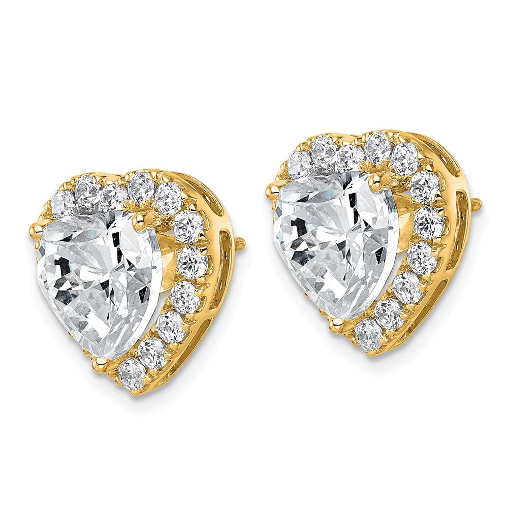 14k 7 3/8ct Lab Grown Diamond VS+ F+ Complete Heart Halo Post Earrings