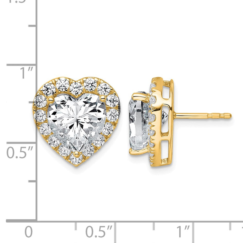 14k 7 3/8ct Lab Grown Diamond VS+ F+ Complete Heart Halo Post Earrings
