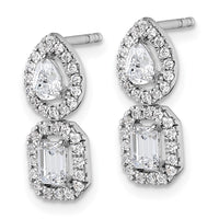 14kw 7/8ct Lab Grown Dia VS/SI+ G+ Comp 2 Stone Dangle Halo Earrings
