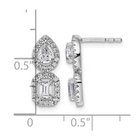 14kw 7/8ct Lab Grown Dia VS/SI+ G+ Comp 2 Stone Dangle Halo Earrings