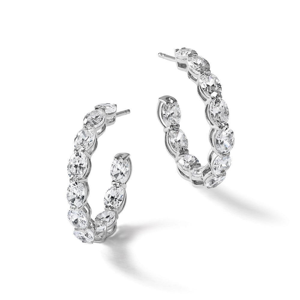 14kw 5 1/2ct Lab Grown Diamond VS/SI+ G+ Comp Oval In/Out Hoop Earrings
