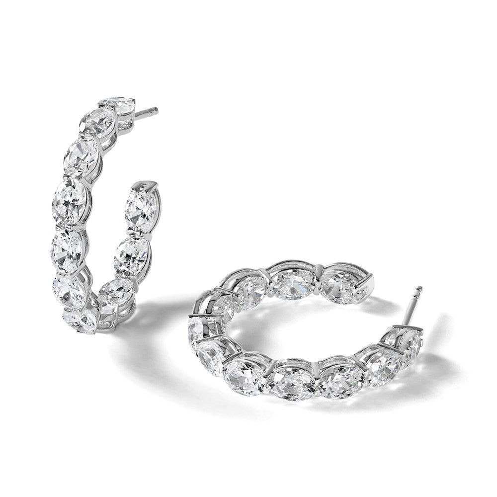 14kw 5 1/2ct Lab Grown Diamond VS/SI+ G+ Comp Oval In/Out Hoop Earrings