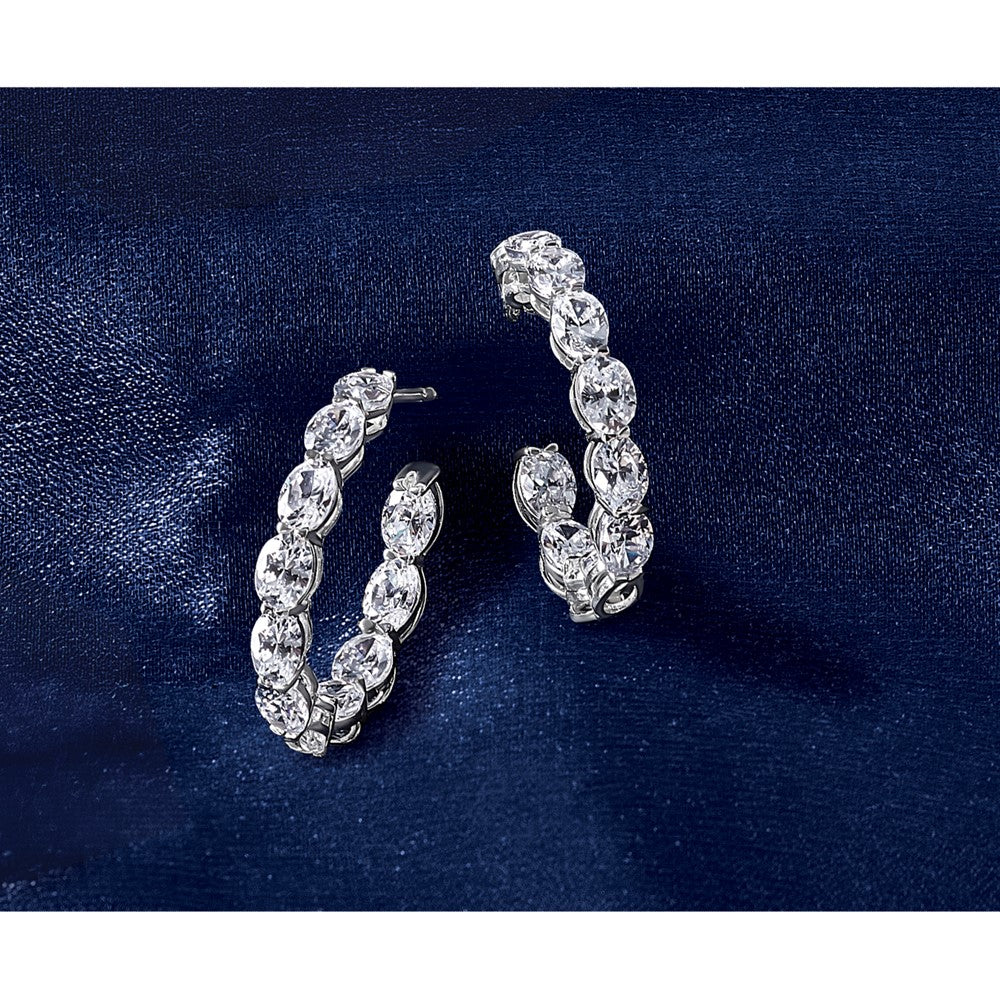 14kw 5 1/2ct Lab Grown Diamond VS/SI+ G+ Comp Oval In/Out Hoop Earrings