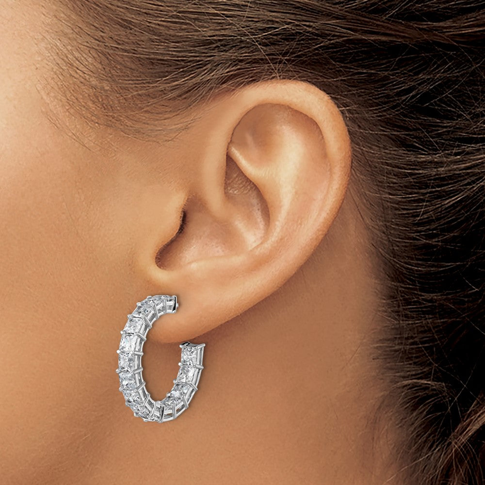 14kw 7 3/4ct Lab Grown Dia VS/SI+ G+ Princess Comp. In/Out Hoops