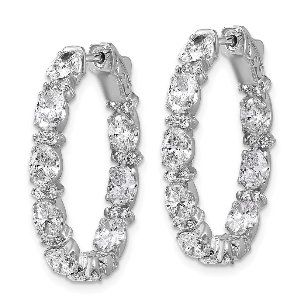 14kw 5ct Lab Grown Dia VS+ F+ Oval&Round Complete In/Out Hoop Earrings