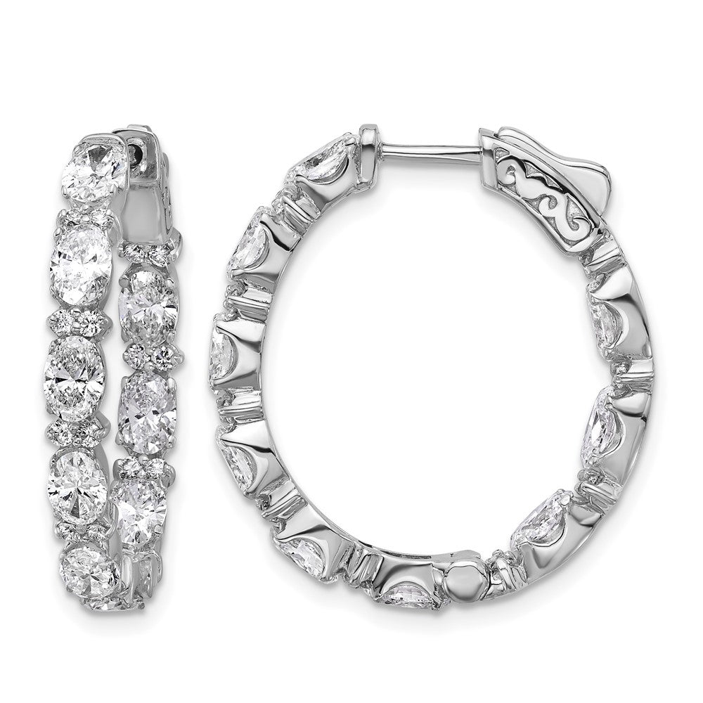 14kw 5ct Lab Grown Dia VS+ F+ Oval&Round Complete In/Out Hoop Earrings
