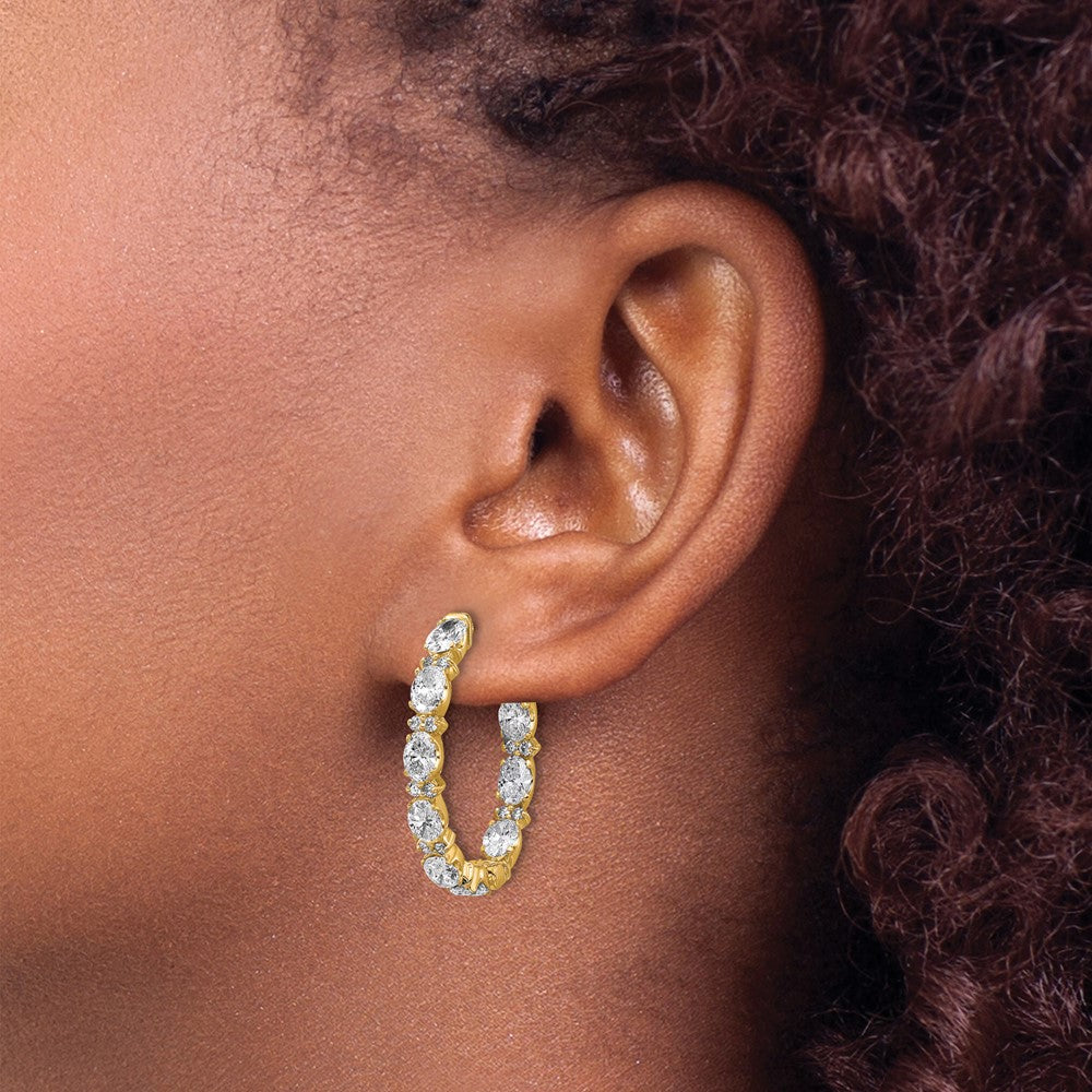 14k 5ct Lab Grown Dia VS+ F+ Oval&Round Complete In/Out Hoop Earrings