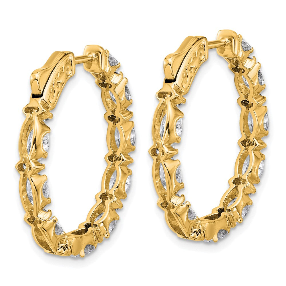 14k 5ct Lab Grown Dia VS+ F+ Oval&Round Complete In/Out Hoop Earrings