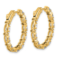 14k 5ct Lab Grown Dia VS+ F+ Oval&Round Complete In/Out Hoop Earrings