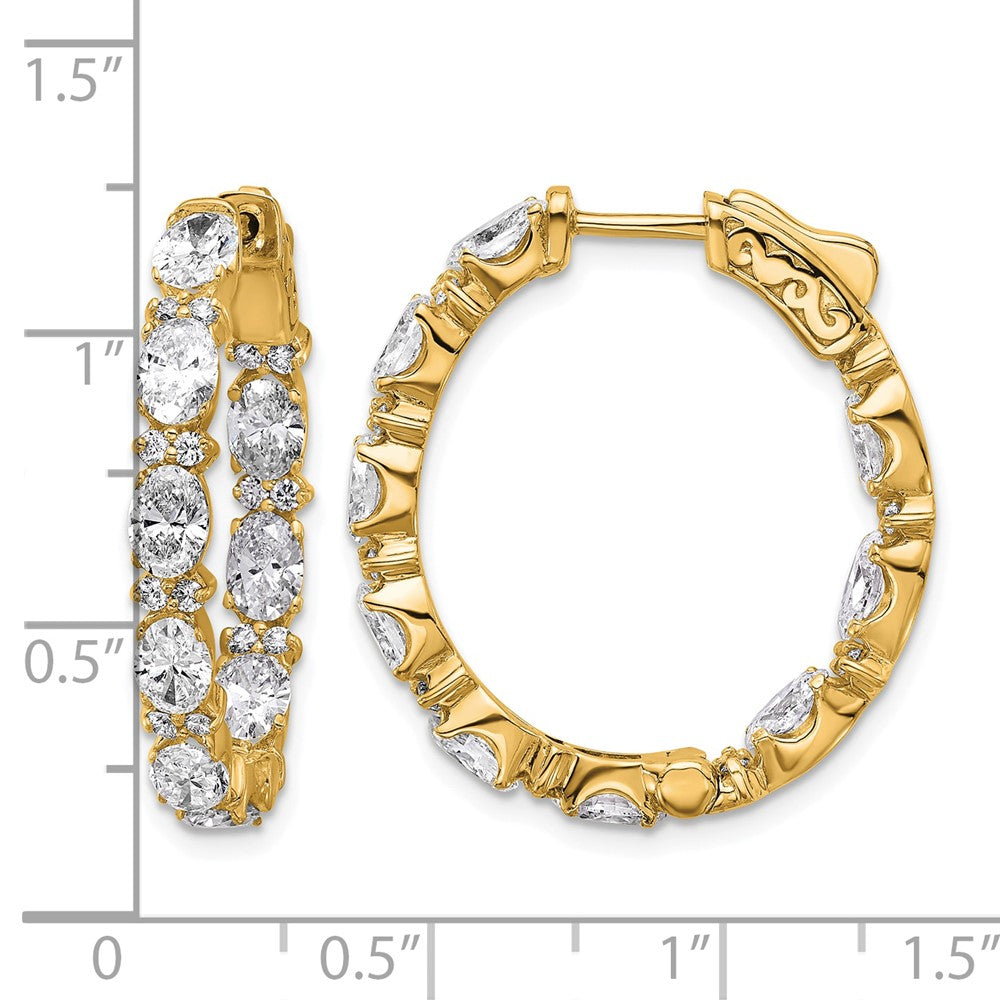 14k 5ct Lab Grown Dia VS+ F+ Oval&Round Complete In/Out Hoop Earrings