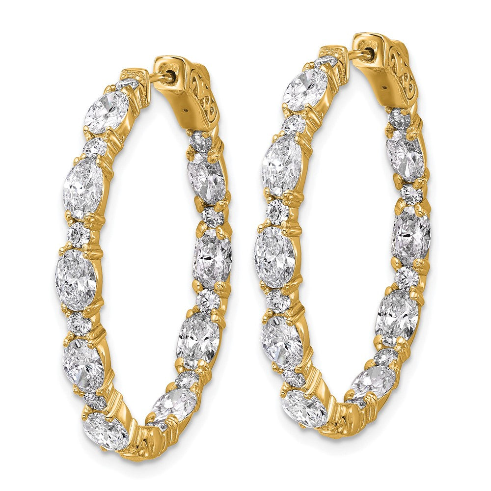 14k 5 1/4ct Lab Grown Dia VS/SI+ G+ Oval&Round Comp In/Out Hoop Earrings