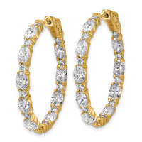 14k 5 1/4ct Lab Grown Dia VS/SI+ G+ Oval&Round Comp In/Out Hoop Earrings