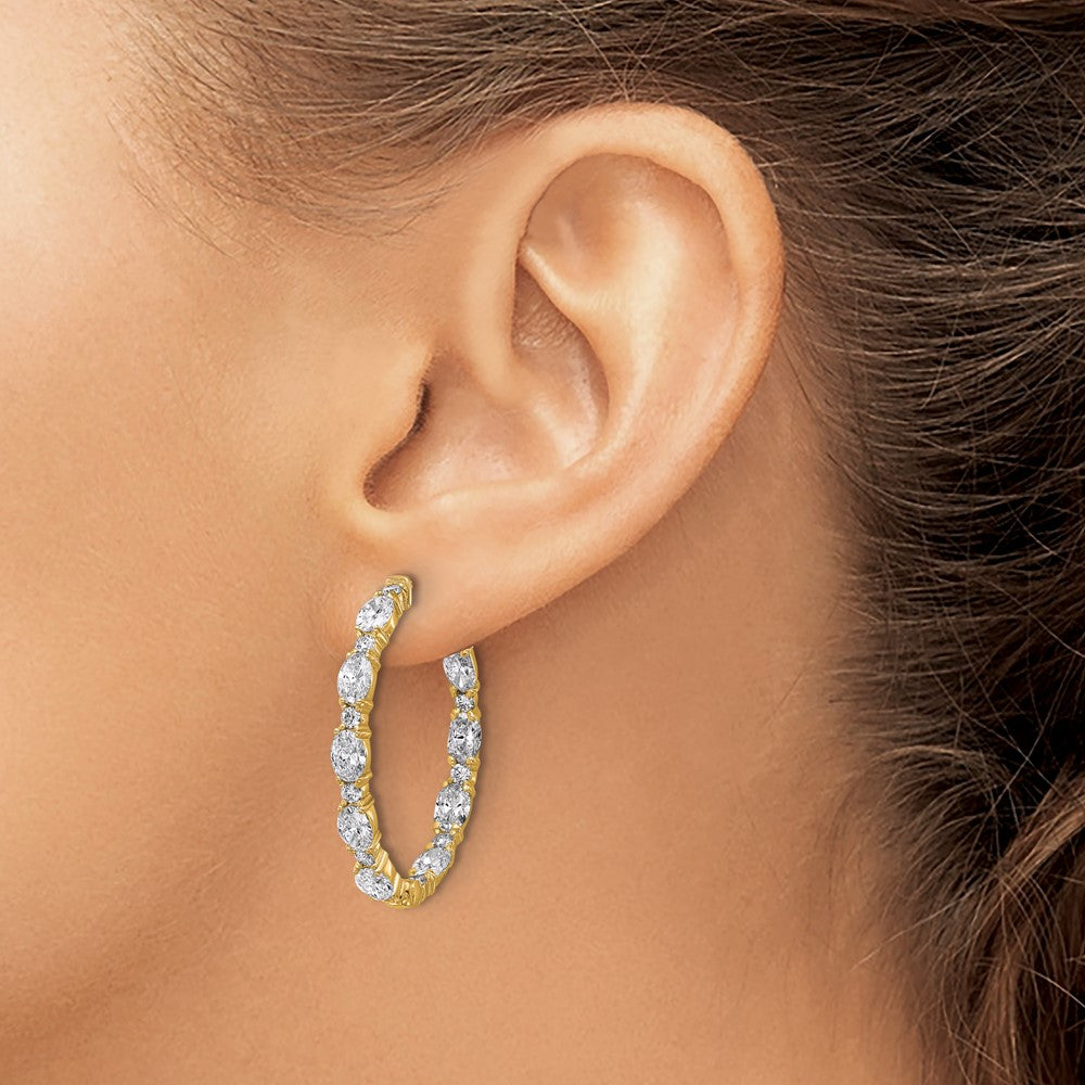 14k 5 1/4ct Lab Grown Dia VS/SI+ G+ Oval&Round Comp In/Out Hoop Earrings