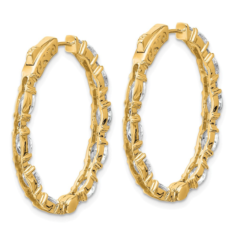 14k 5 1/4ct Lab Grown Dia VS/SI+ G+ Oval&Round Comp In/Out Hoop Earrings