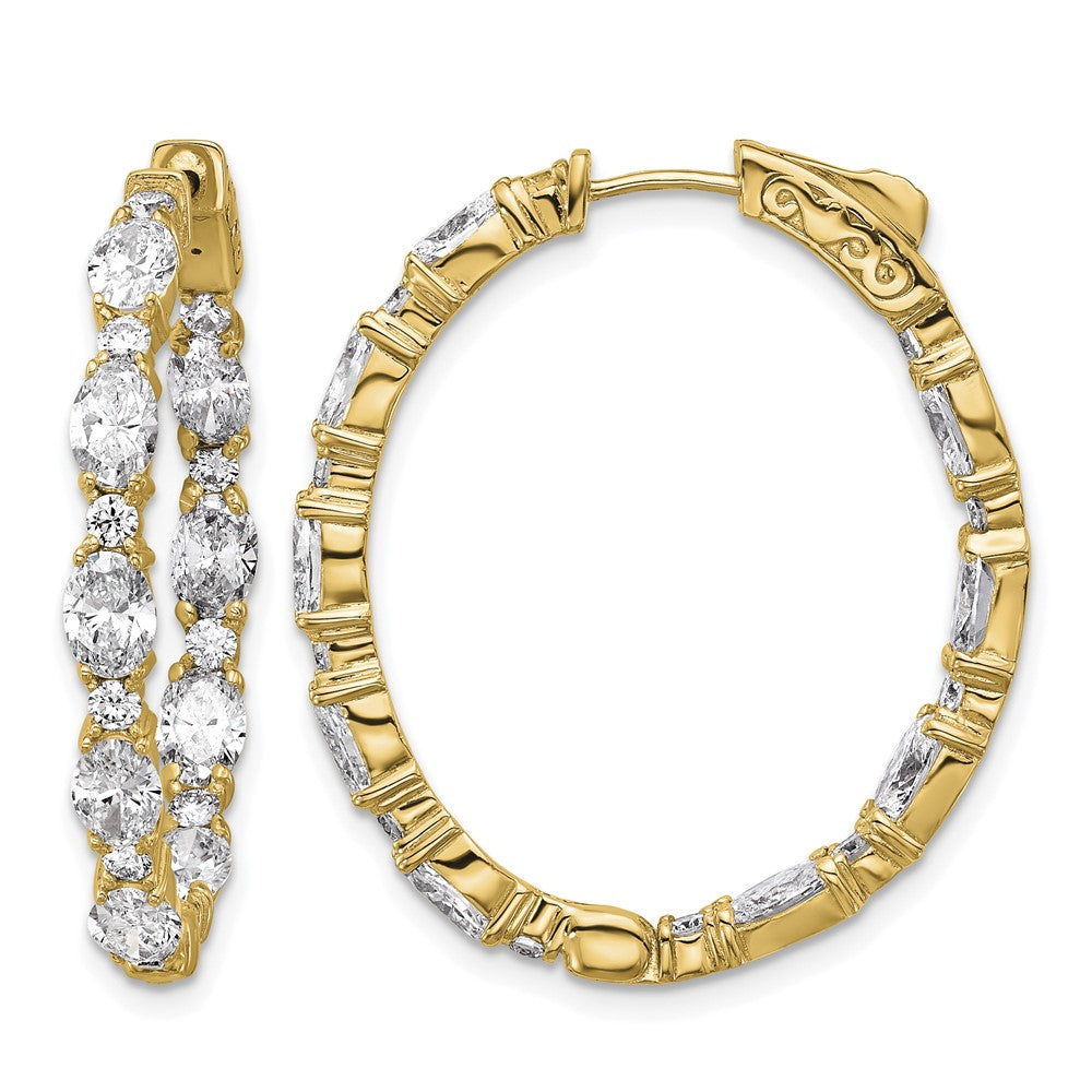 14k 5 1/4ct Lab Grown Dia VS/SI+ G+ Oval&Round Comp In/Out Hoop Earrings