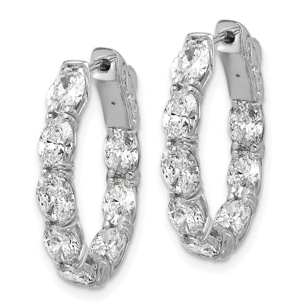 14kw 4ct Lab Grown Dia VS/SI+ G+ Oval&Round Comp In/Out Hoop Earrings