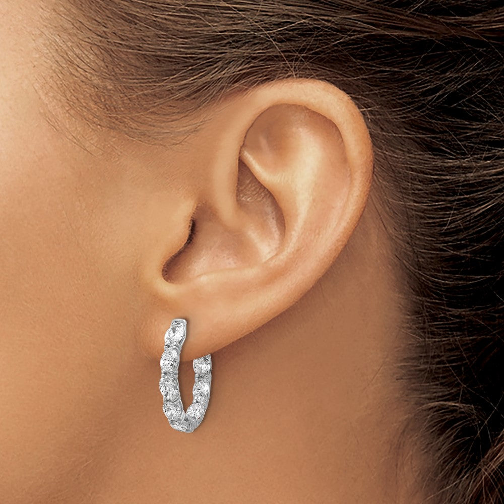 14kw 4ct Lab Grown Dia VS/SI+ G+ Oval&Round Comp In/Out Hoop Earrings