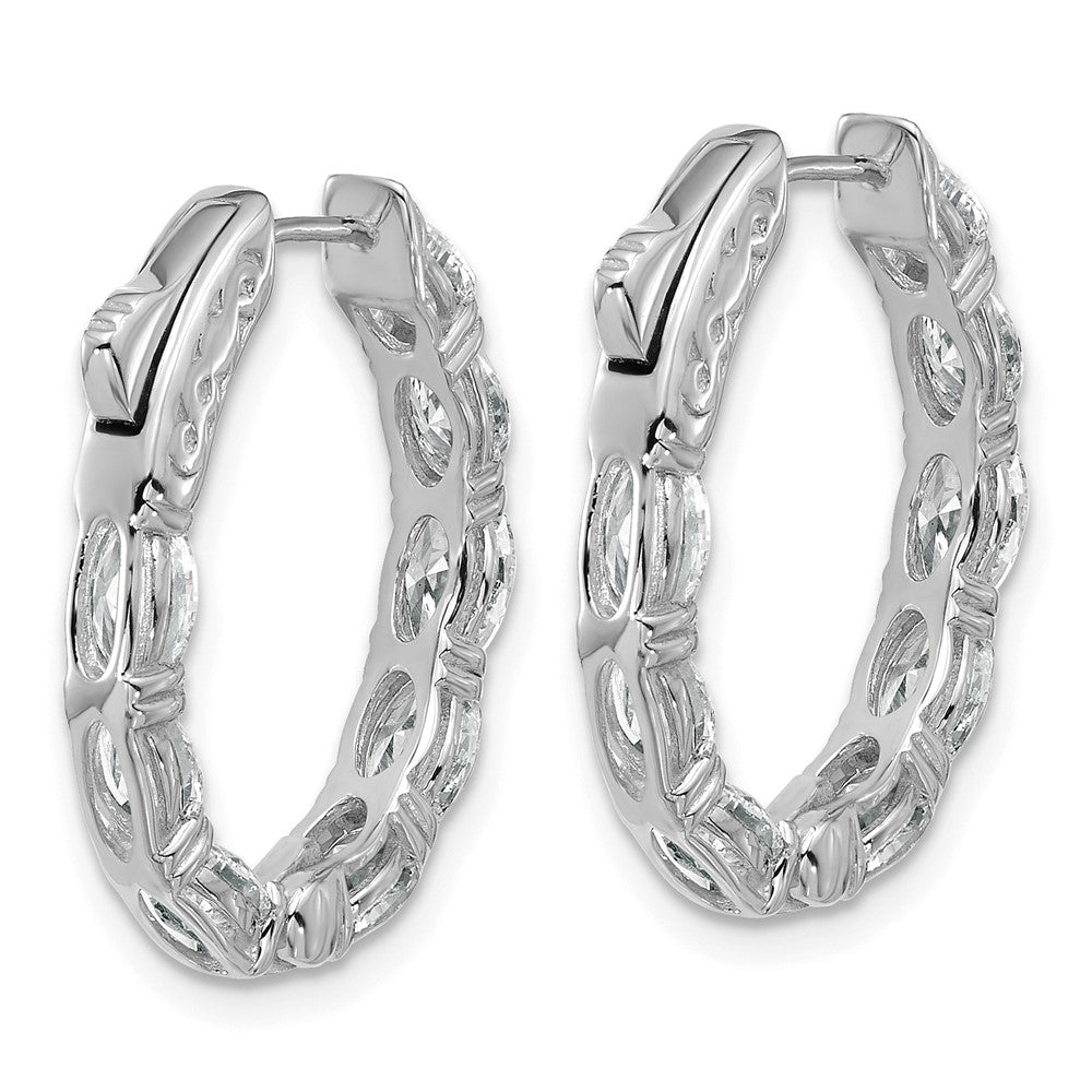 14kw 4ct Lab Grown Dia VS/SI+ G+ Oval&Round Comp In/Out Hoop Earrings