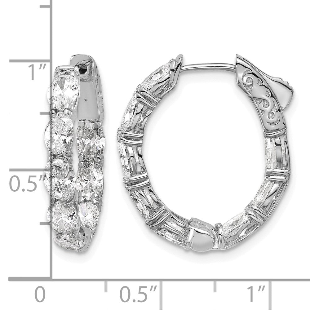 14kw 4ct Lab Grown Dia VS/SI+ G+ Oval&Round Comp In/Out Hoop Earrings