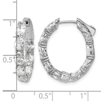 14kw 4ct Lab Grown Dia VS/SI+ G+ Oval&Round Comp In/Out Hoop Earrings