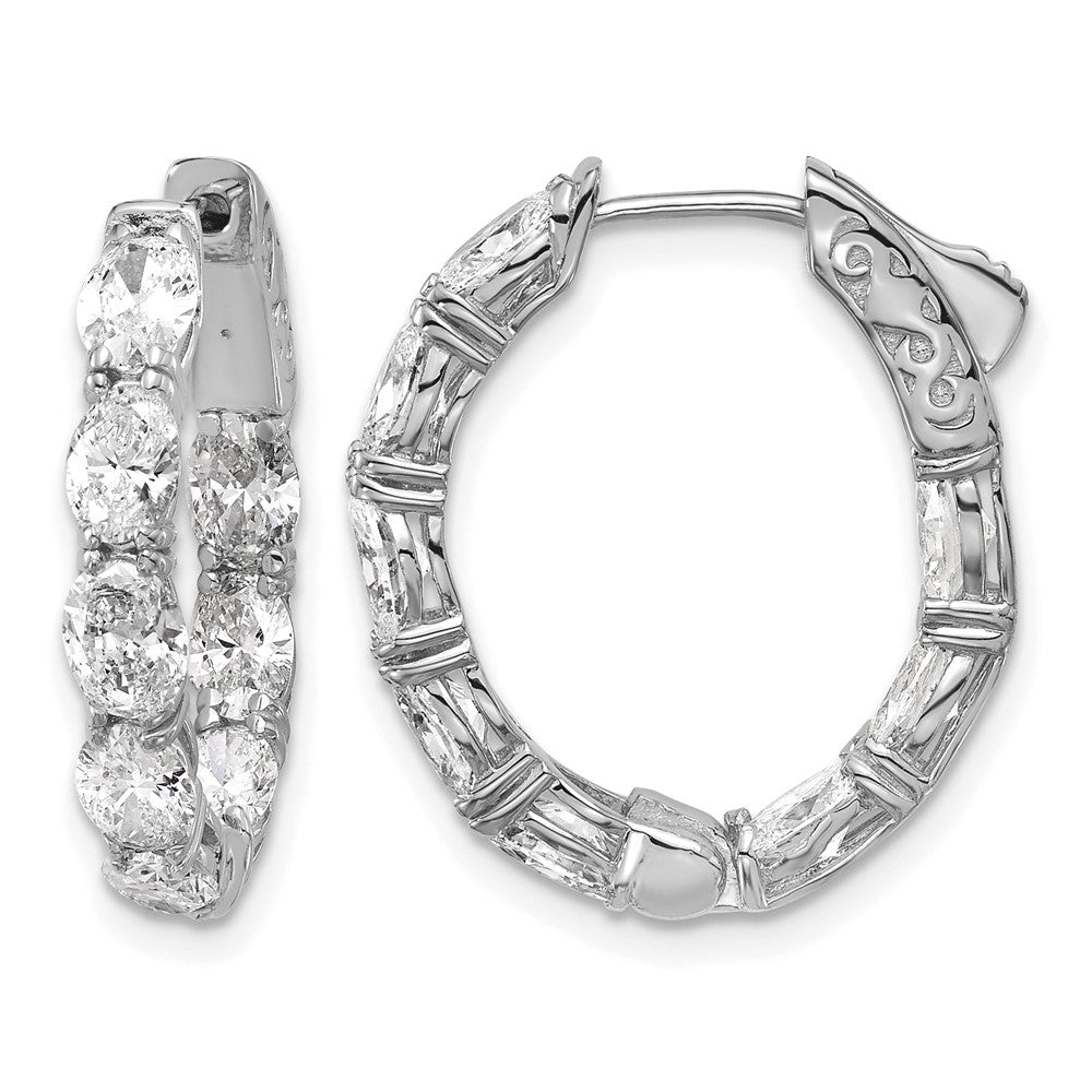 14kw 4ct Lab Grown Dia VS/SI+ G+ Oval&Round Comp In/Out Hoop Earrings