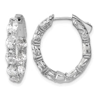 14kw 4ct Lab Grown Dia VS/SI+ G+ Oval&Round Comp In/Out Hoop Earrings
