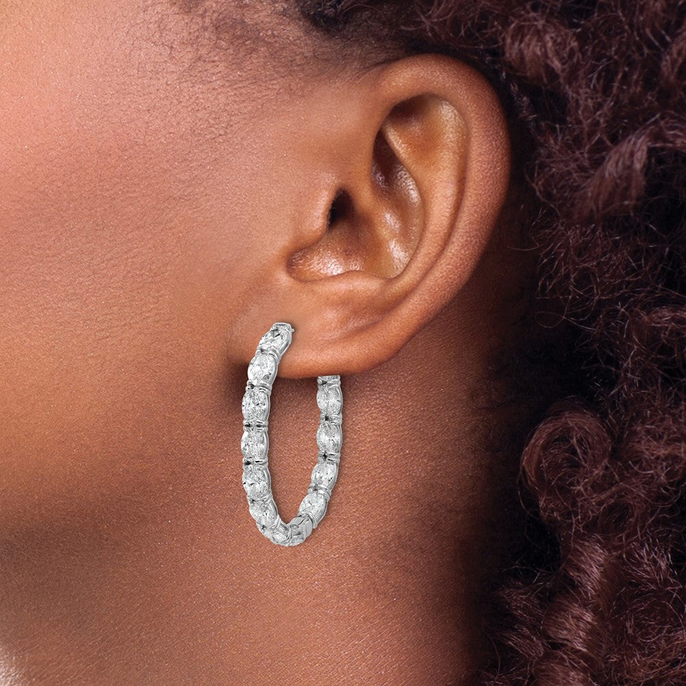 14kw 8 5/8ct Lab Grown Dia VS+ F+ Oval&Round Comp In/Out Hoop Earrings