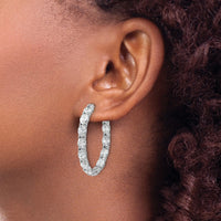 14kw 8 5/8ct Lab Grown Dia VS+ F+ Oval&Round Comp In/Out Hoop Earrings