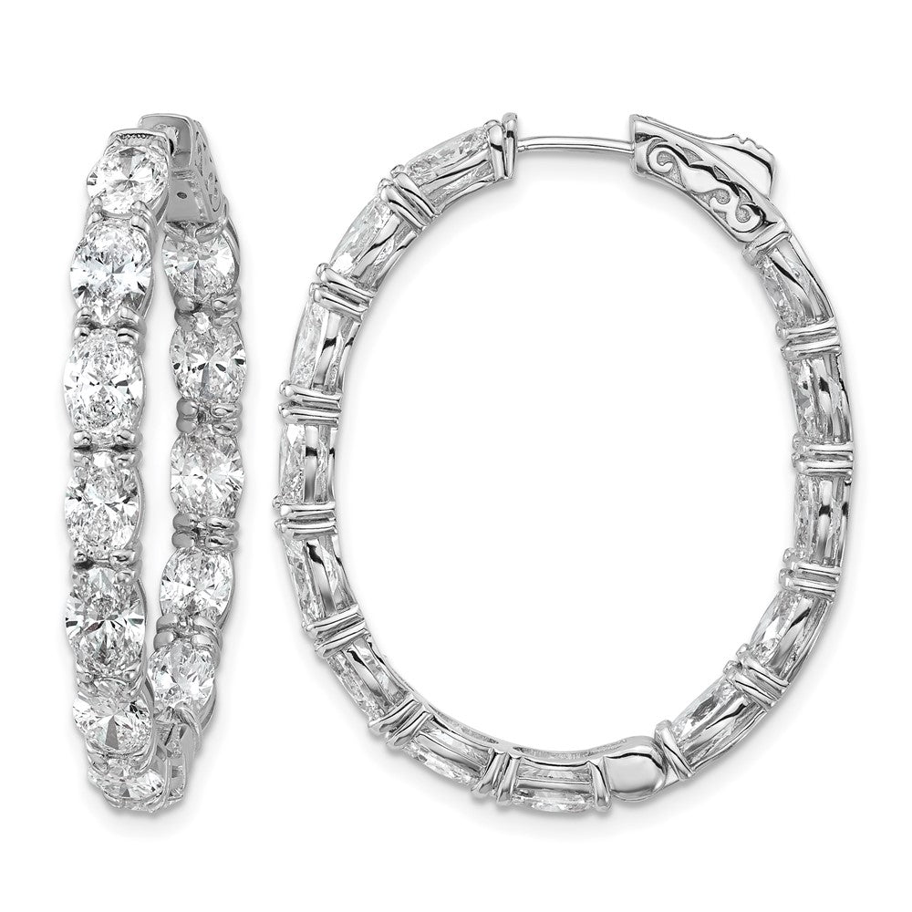 14kw 8 5/8ct Lab Grown Dia VS+ F+ Oval&Round Comp In/Out Hoop Earrings
