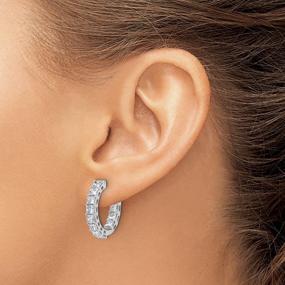 14kw 4ct Lab Grown Dia VS+ F+ Princess Complete In/Out Hoop Earrings