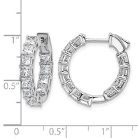 14kw 4ct Lab Grown Dia VS+ F+ Princess Complete In/Out Hoop Earrings