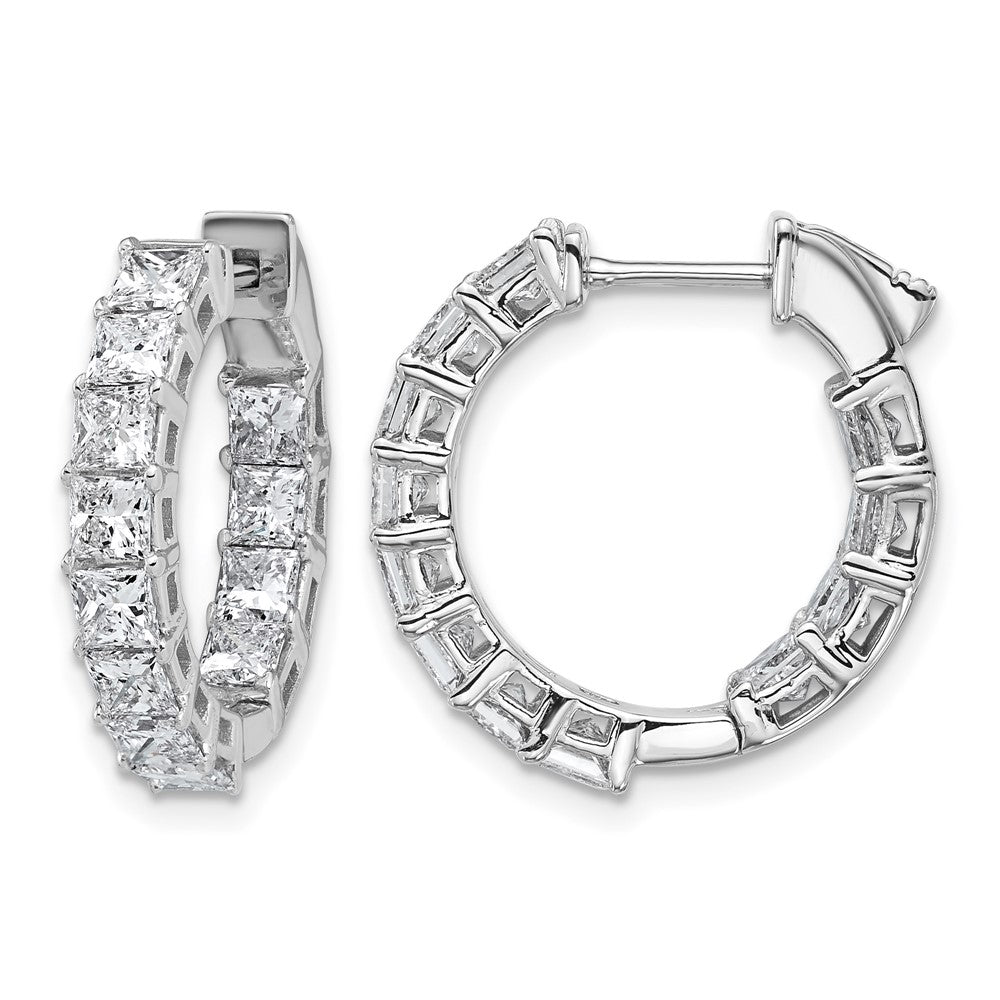 14kw 4ct Lab Grown Dia VS+ F+ Princess Complete In/Out Hoop Earrings