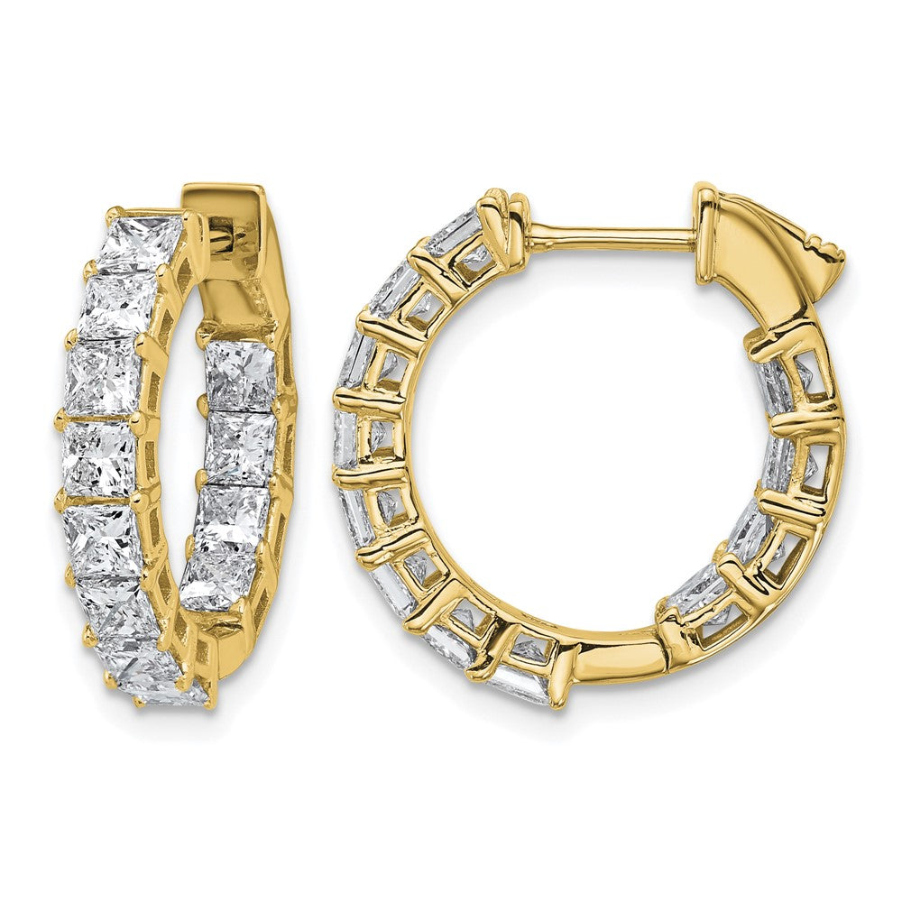 14k 4ct Lab Grown Dia VS/SI+ G+ Princess Complete In/Out Hoop Earrings
