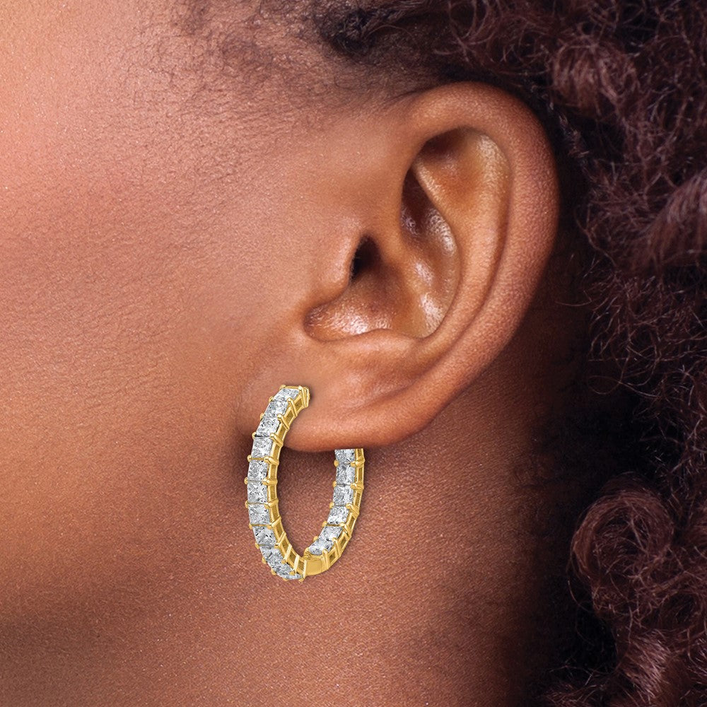 14k 6 1/8 Lab Grown Dia VS/SI+ G+ Princess Complete In/Out Hoop Earrings