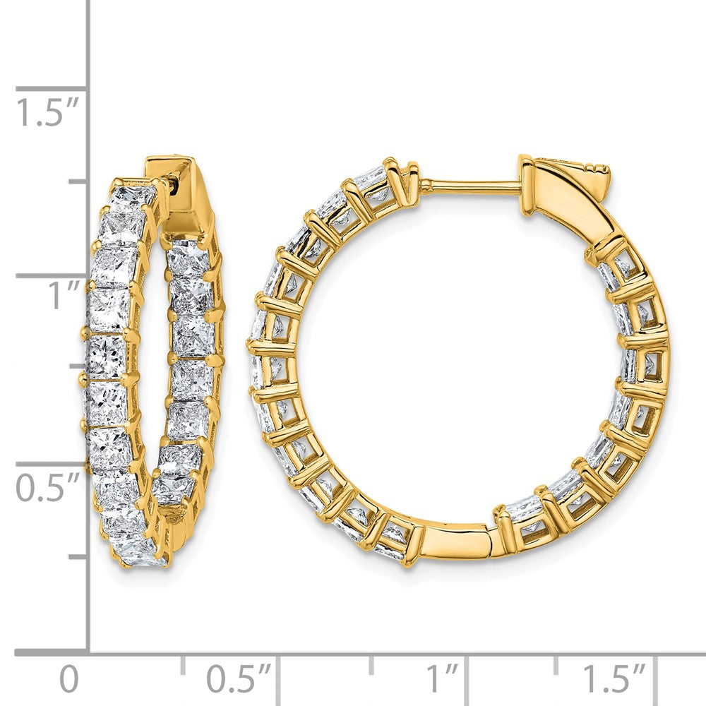 14k 6 1/8 Lab Grown Dia VS/SI+ G+ Princess Complete In/Out Hoop Earrings