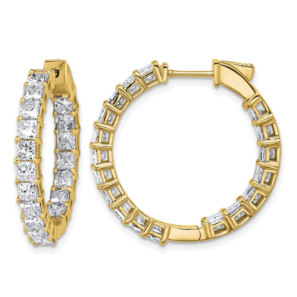14k 6 1/8 Lab Grown Dia VS/SI+ G+ Princess Complete In/Out Hoop Earrings