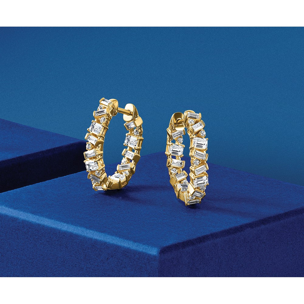 14k 2ct Lab Grown Dia VS+ F+ Comp. Hinged In/Out Hoop Earrings