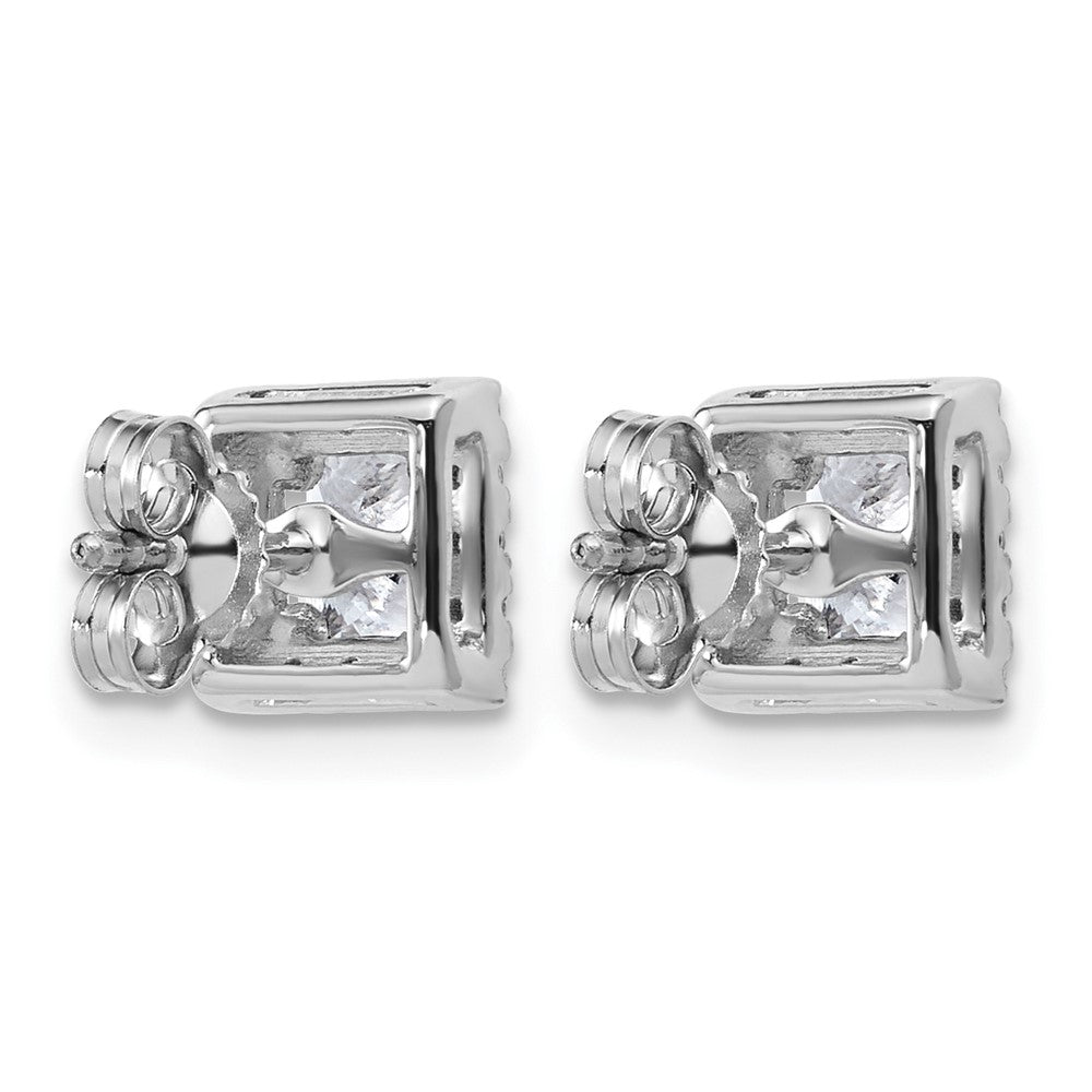 14kw 1 1/3ct Lab Grown Diamond VS+ F+ Comp Princess Halo Post Earrings