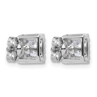 14kw 1 1/3ct Lab Grown Diamond VS+ F+ Comp Princess Halo Post Earrings