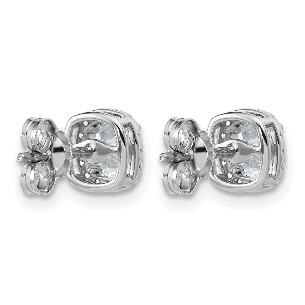 14kw 1 1/6ct Lab Grown Diamond VS+ F+ Comp Cushion Halo Post Earrings