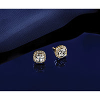 14k 5 7/8ct Lab Grown Diamond VS+ F+ Comp Cushion Halo Post Earrings