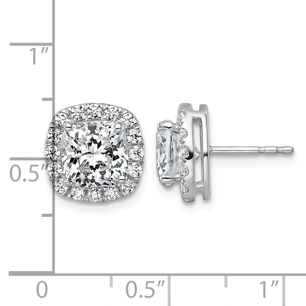 14kw 4 5/8ct Lab Grown Diamond VS+ F+ Comp Cushion Halo Post Earrings